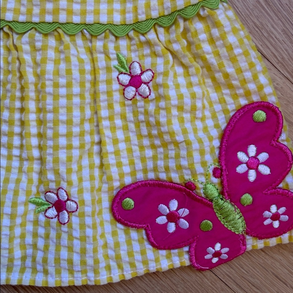 🦋EMILY ROSE Dress Yellow Gingham Pink Butterflies 4T - Picture 4 of 11